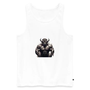 Muscle de bison Bodybuilding Beast - Débardeur bio Premium Homme - blanc - Devant - Michal (187cm)