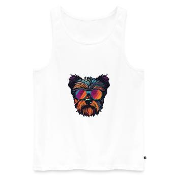 Yorkshire Terrier Hund Hipster Cool Party - Männer Premium Bio Tank Top - Weiß - Vorne - Michal (187cm)