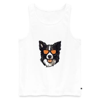 Border Collie Chien Hipster Cool Party - Débardeur bio Premium Homme - blanc - Devant - Michal (187cm)