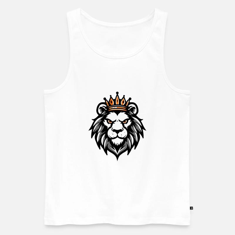 Löwe Kopf Krone - Männer Premium Bio Tank Top - Weiß