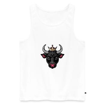 Taureau Portrait Animal Taureau Tête Couronne - Débardeur bio Premium Homme - blanc - Devant - Michal (187cm)