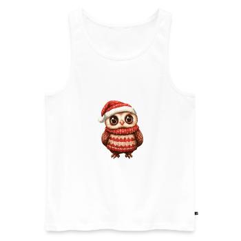 Eule Weihnachten Comic - Männer Premium Bio Tank Top - Weiß - Vorne - AI Model Male 178 light (178cm)