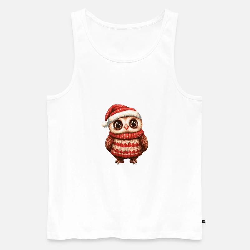 Eule Weihnachten Comic - Männer Premium Bio Tank Top - Weiß
