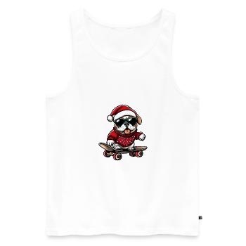 Bulldog Hund Weihnachten Skateboard - Männer Premium Bio Tank Top - Weiß - Vorne - Michal (187cm)