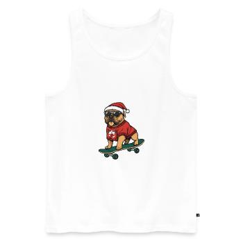 Bullmastiff Hund Weihnachten Skateboard - Männer Premium Bio Tank Top - Weiß - Vorne - Michal (187cm)