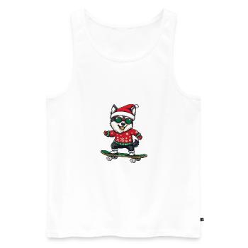 Husky Hund Weihnachten Skateboard - Männer Premium Bio Tank Top - Weiß - Vorne - Michal (187cm)