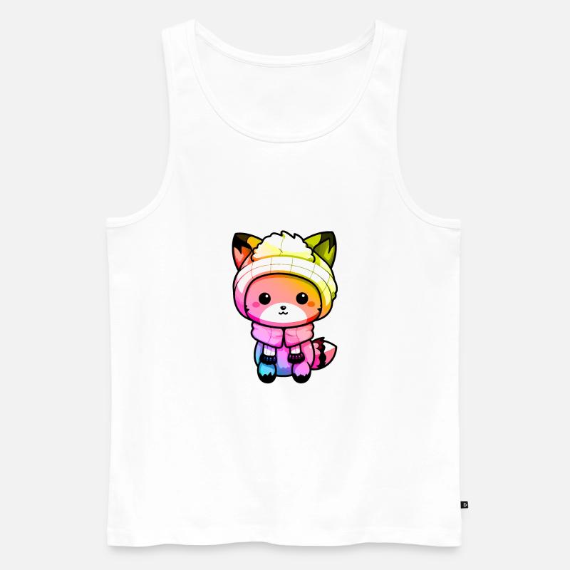 Fuchs Winter Tier Bunt Comic - Männer Premium Bio Tank Top - Weiß