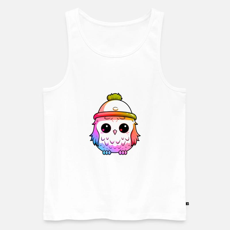 Eule Winter Tier Bunt Comic - Männer Premium Bio Tank Top - Weiß