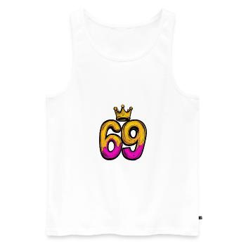 69 Nombre Couronne - Débardeur bio Premium Homme - blanc - Devant - Michal (187cm)