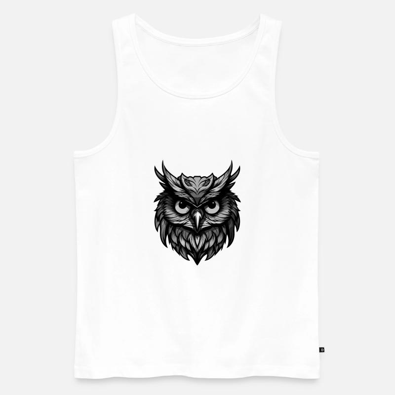 Eule Portrait - Männer Premium Bio Tank Top - Weiß
