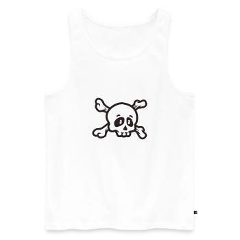 Tête de crâne halloween crâne - Débardeur bio Premium Homme - blanc - Devant - Michal (187cm)