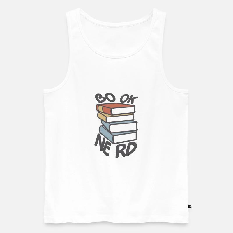 Book Nerd Bücherstapel - Männer Premium Bio Tank Top - Weiß