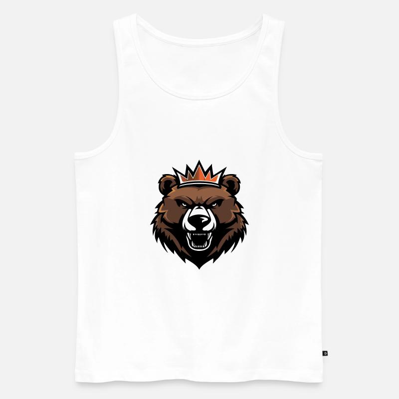Bär Kopf Krone - Männer Premium Bio Tank Top - Weiß