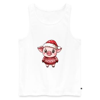 Pig Christmas Comic - Men's Premium Organic Tank Top - white - Front - Michal (187cm)