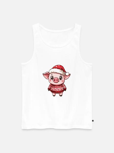 Pig Christmas Comic - Men's Premium Organic Tank Top - white