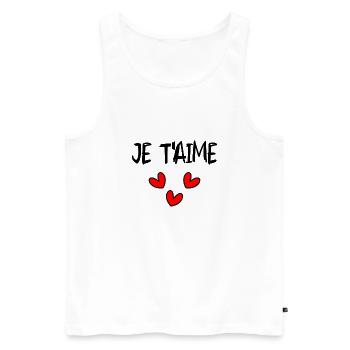I LOVE YOU. LOVE. SAINT VALENTIN. EVJF. JE T'AIME. - Débardeur bio Premium Homme - blanc - Devant - Michal (187cm)