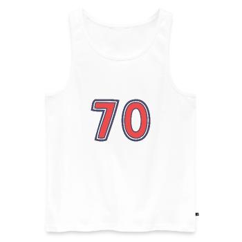 70. 70 YEARS. 70TH ANNIVERSARY. 70TH ANNIVERSARY. - Men's Premium Organic Tank Top - white - Front - Michal (187cm)
