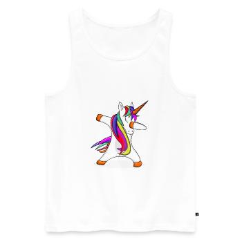 Unicorn Dabbing Einhorn T-Shirt - Männer Premium Bio Tank Top - Weiß - Vorne - Michal (187cm)