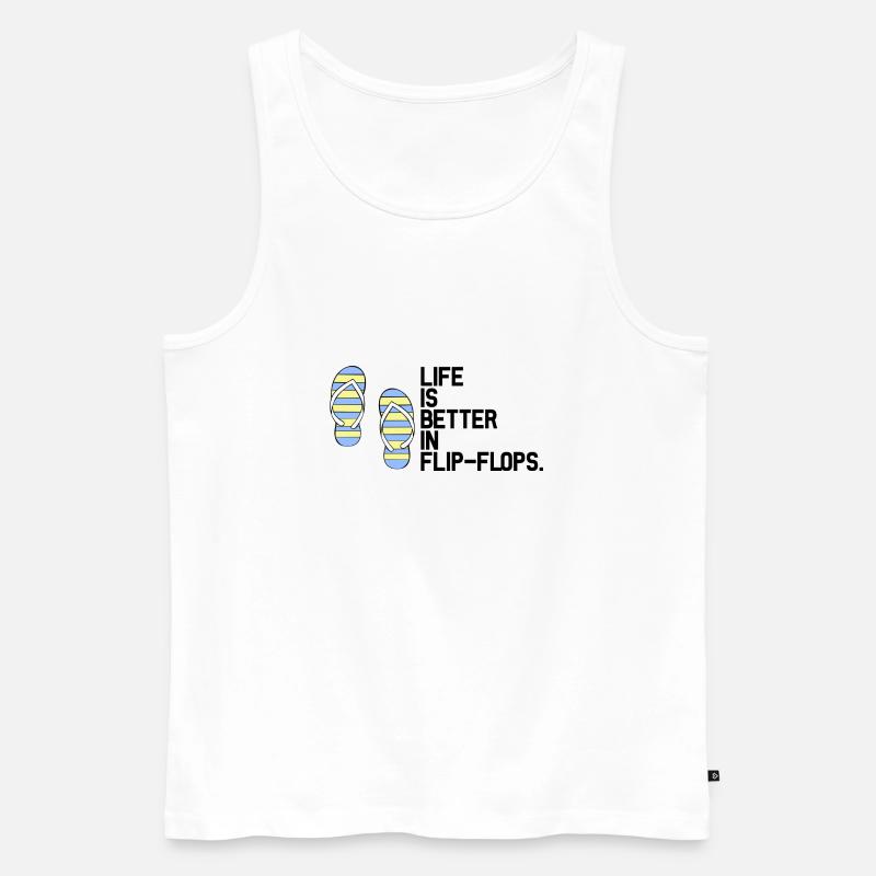 Life is better in Flip Flops - Männer Premium Bio Tank Top - Weiß