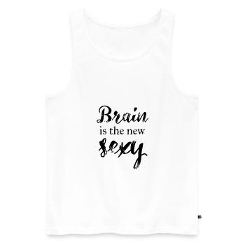 Brain is the new sexy - Männer Premium Bio Tank Top - Weiß - Vorne - Michal (187cm)