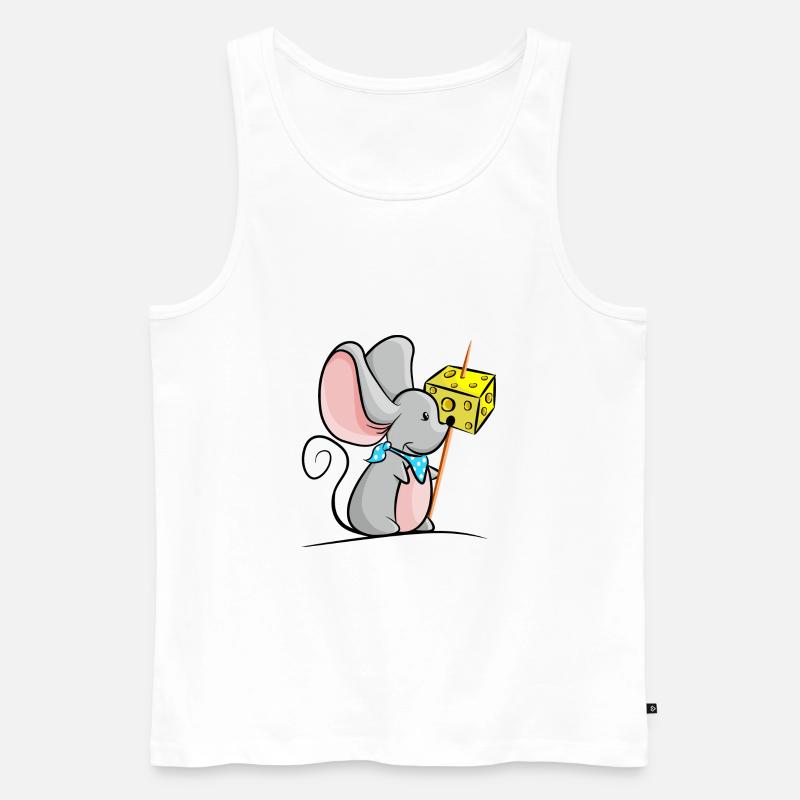 Maus mit Käse - Männer Premium Bio Tank Top - Weiß