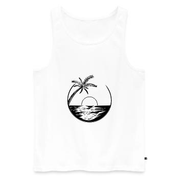 Sonnenuntergang mit Palme - Vector Style - Männer Premium Bio Tank Top - Weiß - Vorne - Michal (187cm)