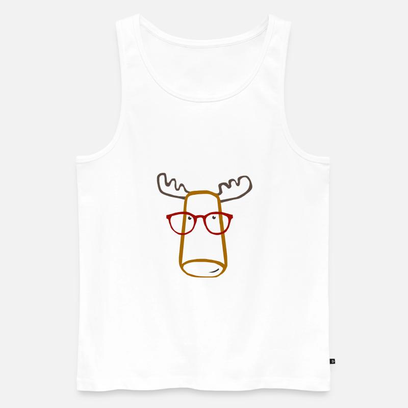 Elch mit Brille - Männer Premium Bio Tank Top - Weiß