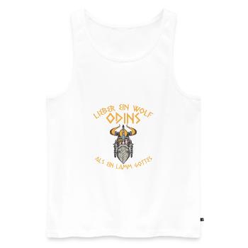 Wolf Odins lamm gottes Geschenk Dänemark Nord - Männer Premium Bio Tank Top - Weiß - Vorne - Michal (187cm)