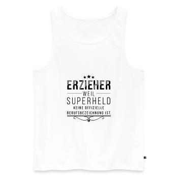 Erzieher - Superheld - Geschenk für Erzieher - Männer Premium Bio Tank Top - Weiß - Vorne - Michal (187cm)