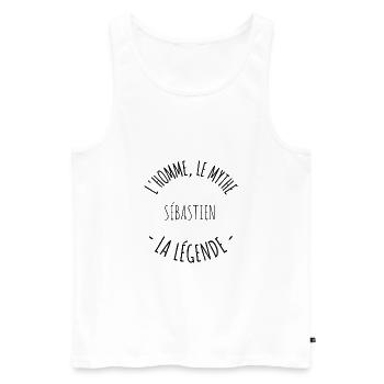 Sébastien l'homme le mythe la légende - Débardeur bio Premium Homme - blanc - Devant - Michal (187cm)