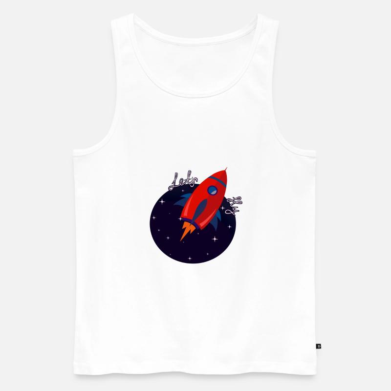 Rot illustrierte Rakete - Männer Premium Bio Tank Top - Weiß