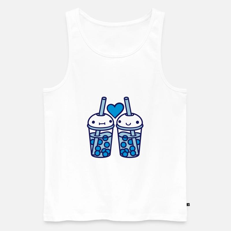 Team Bubble Tea Gesichter - Männer Premium Bio Tank Top - Weiß