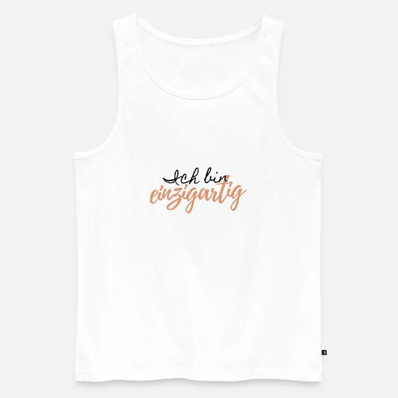 Spruch " Ich bin einzigartig" - Männer Premium Bio Tank Top - Weiß