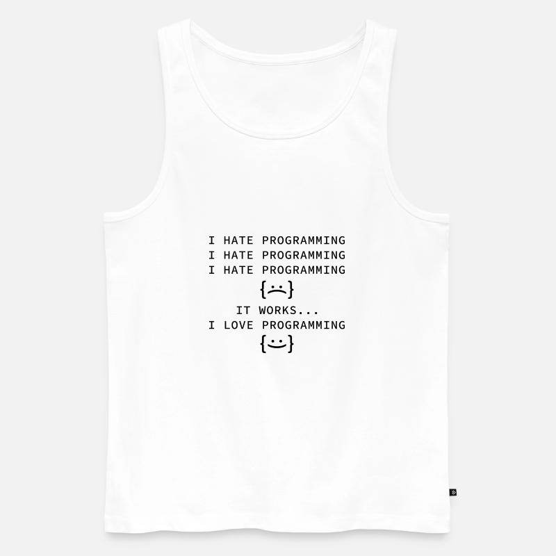 Ich hasse Programmierung - Männer Premium Bio Tank Top - Weiß