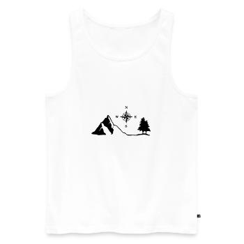 Natur, Berge, Kompass - Männer Premium Bio Tank Top - Weiß - Vorne - Michal (187cm)