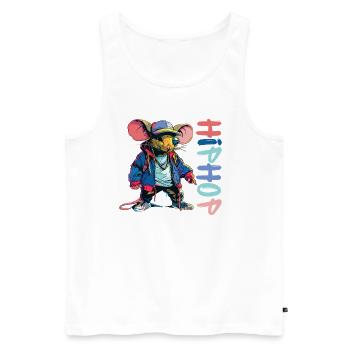 Hip-Hop Street Style Mouse Urban Fashion Graphic - Men's Premium Organic Tank Top - white - Front - Michal (187cm)