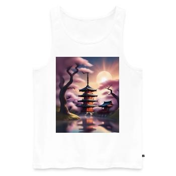 Japanese buildings during sakura - Men's Premium Organic Tank Top - white - Front - Michal (187cm)