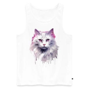 Chat à poil long Chat Blanc Maine Coone Chat de la forêt - Débardeur bio Premium Homme - blanc - Devant - Michal (187cm)
