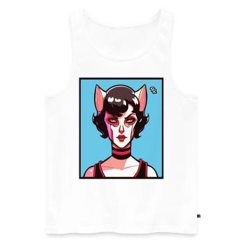 Anime Manga Woman with Cats Girl Ears - Men's Premium Organic Tank Top - white - Front - AI Model Male 178 light (178cm)