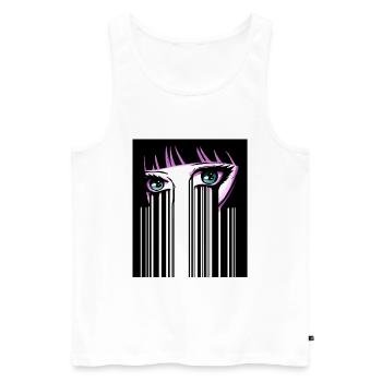Anime Eyes Japan Barcode - Men's Premium Organic Tank Top - white - Front - Michal (187cm)