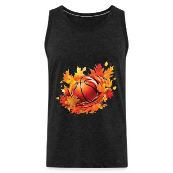 Basketball, maple and oak leaves in autumn - Men's Premium Organic Tank Top - charcoal grey - Front - Alexander (188cm)