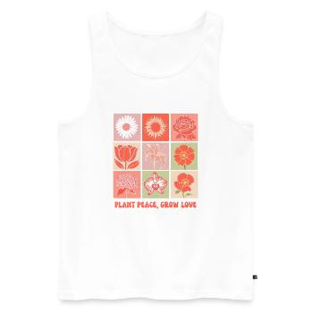 Plant Peace, Grow Love – Flower Power Gardening70s - Männer Premium Bio Tank Top - Weiß - Vorne - Michal (187cm)