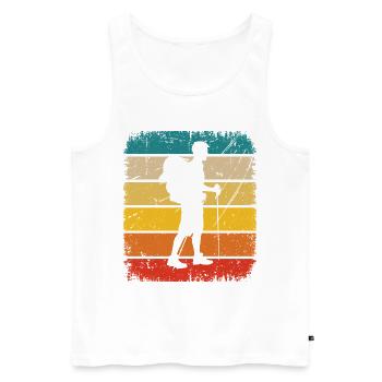 Vintage-Platz und Wandern - - Männer Premium Bio Tank Top - Weiß - Vorne - Michal (187cm)