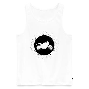 Kreis mit Spritzen und Motorrad - (MOTORRAD) - Männer Premium Bio Tank Top - Weiß - Vorne - Michal (187cm)