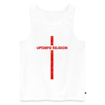 Uptempo - Rave - Hardstyle - Gabber - Geschenk - Männer Premium Bio Tank Top - Weiß - Vorne - Michal (187cm)
