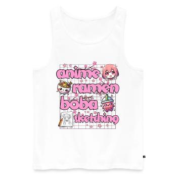 Anime Ramen Bubble Tea Kawaii Drawing - Men's Premium Organic Tank Top - white - Front - Michal (187cm)