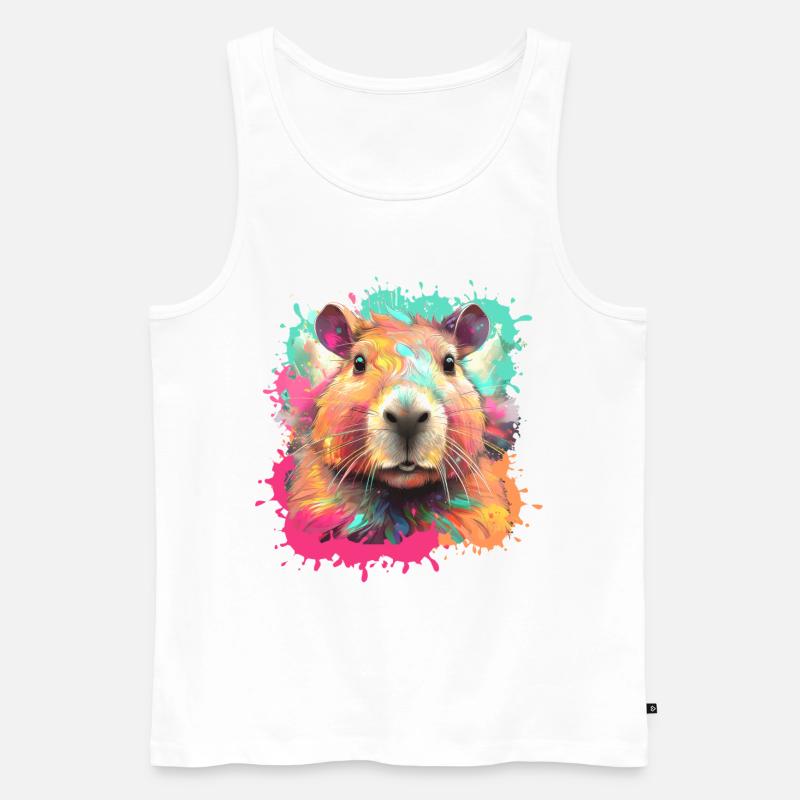 Capybara,illustration,Graffiti,bunt, Farbkleckse - Männer Premium Bio Tank Top - Weiß