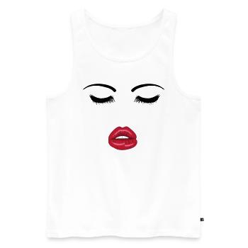 Visage avec bouche ouverte - Débardeur bio Premium Homme - blanc - Devant - Michal (187cm)