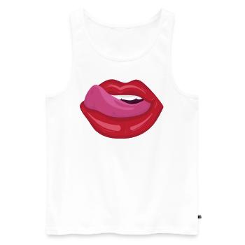 Bouche ouverte avec la langue - Débardeur bio Premium Homme - blanc - Devant - Michal (187cm)
