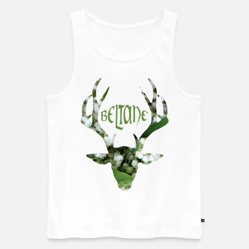 beltane hirschkopf maiglöckchen - Männer Premium Bio Tank Top - Weiß